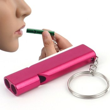 메탈 핑크 호루라기 호신용 열쇠고리 호각 휘슬 응원
