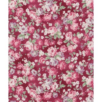 퀼트스타 수입원단 코튼 플로랄메모라이즈 로즈멜로_와인 (30382)