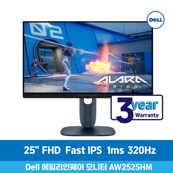 DELL 델 에일리언웨어 25 AW2525HM 게이밍 모니터 62cm Fast IPS FHD 320Hz 0.5ms 피벗 회전