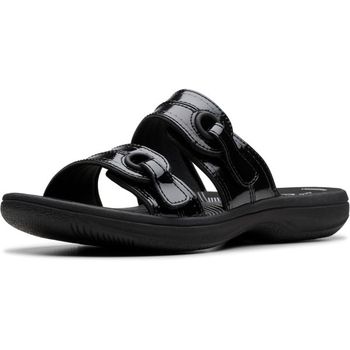 [해외] 클락스 여성 브리즈 메이 슬라이드 슬리퍼 블랙 페이턴트