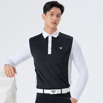 [파파브로] 남성 메쉬 긴팔 카라 편안한 골프 긴팔티DM-TSAG-QDBS2LB5100M-블랙..