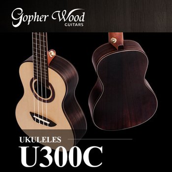 [해피머니상품권2 만원증정]고퍼우드 우쿨렐레 U300C+케이스+집게튜너+멜빵+피크+융
