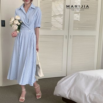 [MARIJIA] 스카이 스트라이프 셔링 롱원피스_MOPB21142