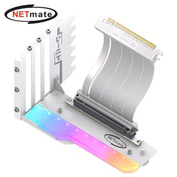 <b>PCI-E</b>4.0 x16 라이저케이블 115mm ARGB 화이트 높이조절 지지대 게이밍PC