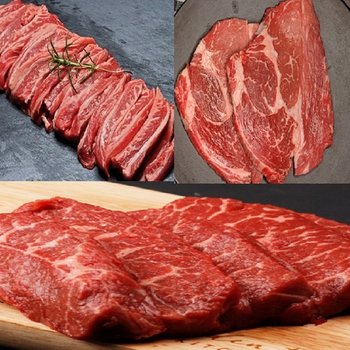 블랙앵거스 탑초이스 바베큐  갈비살400g+부채살400g+척아이롤400g