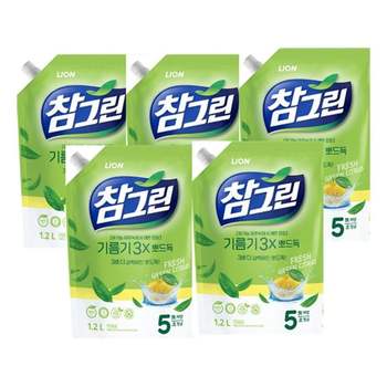 참그린 기름기 뽀드득 1.2L 리필 5개입 설거지 녹차