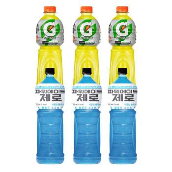 한번에먹자 이온음료 혼합세트 / 게토레이 1.5L 3개 + 파워에이드 제로 1.5L 3개 (S13125596)