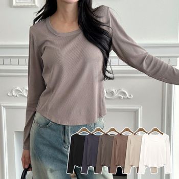 여성 TIBO4303 스타일리시한 라인절개 스퀘어넥 편한 착용감 긴팔 티셔츠