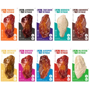 [육식토끼] 통살 소스 닭가슴살 100g 베스트 10종 선택 30팩 (15팩+15팩)