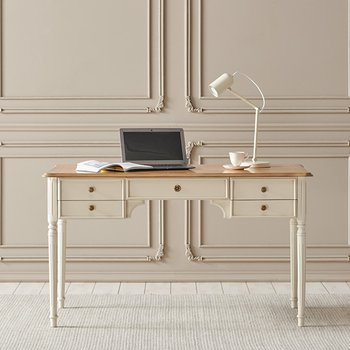 [퍼니트랜드] 엔틱가구 엘샤 빈티지 아이보리 책상 일자형책상