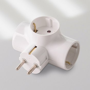 베이지브라운 국산 플라이토 선없는 T자형 3구 멀티탭 어댑터 콘센트