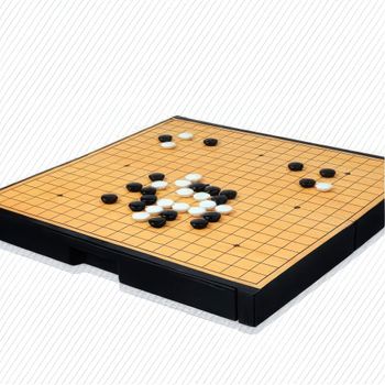 명인 휴대용 접이식 바둑판 바둑알 자석 바둑 중형 어린이