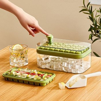 아이스큐브 소쿱세트 원터치 얼음틀 64구 얼음트레이 얼음틀 얼음보관통 얼음통