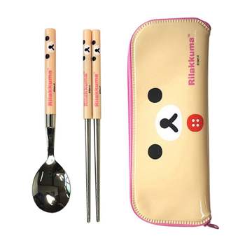 JMds 엠제이씨 리락쿠마 슬림 얼굴 수저 케이스 세트 (핑크) 아동수저 젓가락 수저세트 도시락