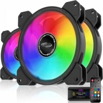 ARGB 120mm 쿨링팬 블랙 3PACK 팬허브 리모컨 NM DPR04415 컴퓨터쿨링팬 본체쿨러 케이스쿨러