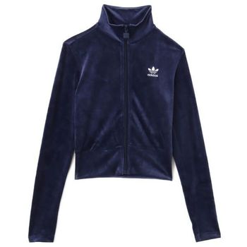 에센셜 우먼 벨벳 피티트 트랙 탑 자켓 인디고블루 11088061 149056409