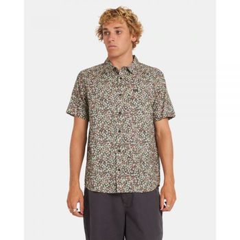 [해외] RVCA 남성 무거운 꽃무늬 반팔 셔츠 - 블랙 7948194