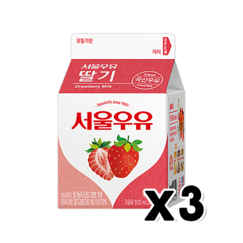 서울우유 딸기우유 팩음료 300ml x 3개