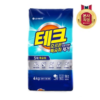 테크 분말세제 호르몬 특유취 4KG x 1개