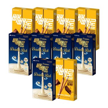 빼빼로 더블리치 솔티바닐라 40g x5개+누드 초코필드 빼빼로 45g x5개