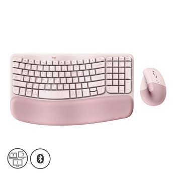 로지텍 Wave Keys  LIFT VERTICAL Combo 무선 키보드 마우스 세트 (로즈핑크)