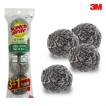 3M CGHA1870 철수세미 (3+1개입) 45g 불판 석쇠 찌거기 찌든때
