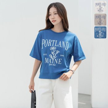 포틀렌 프린팅 반팔 티셔츠