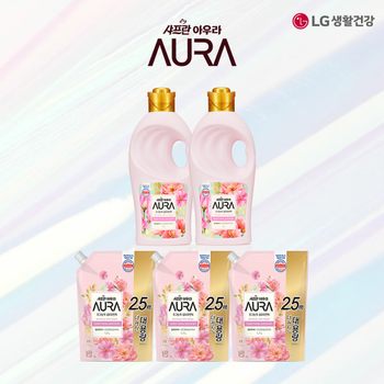 LG생활건강 아우라 섬유유연제 윌유메리미 1Lx2개 + 1.7Lx3개