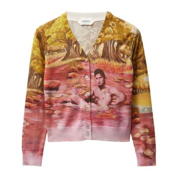 [해외배송] 베르사체 더 내추리스트 실크 브이넥 가디건 1024236 1A178775X000