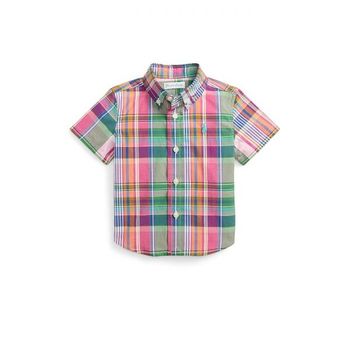 [해외] 폴로 랄프로렌 키즈 플레이드 코튼 Poplin Shirt- 핑크Green Multi 1102559