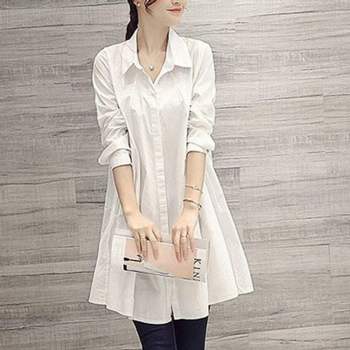 셔츠 DE87PL00 여성 추천 롱남방 A핏 꾸안꾸 여자 블라우스 상