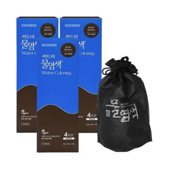씨드비 프리미엄 물염색 시즌2 새치 커버 다크 브라운 4회분x3박스+염색도구 (S48721768)