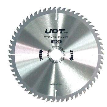 UDT 178MYD98 팁쏘 목재용 W216mm(8 1/2) x2.5Tx25.4x60T 원형 톱 날