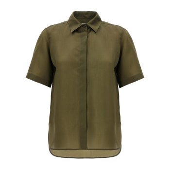 26 SS 막스마라 아칸토 버튼 숏슬리브 실크 딥그린 셔츠 ACANTO123