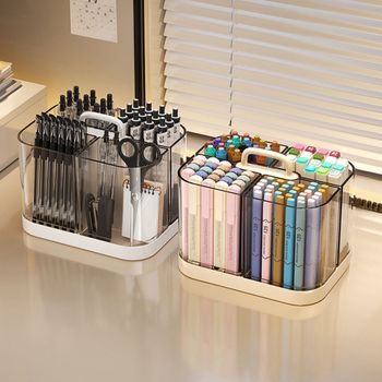 색 연필 및 볼펜 정리함 데스크 수납 거치대 꽃 디자인 통