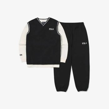 M 휠라키즈트레이닝세트 KQC FK2FSG3101X-BLK 3pcs 우븐 조끼 상하세트