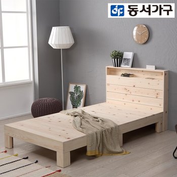 편백나무 통원목 수납헤드 SS침대 프레임 DF907766