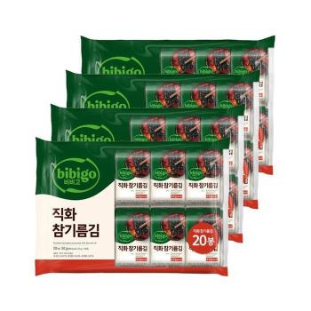 비비고 직화 참기름김 4.5g 20개입 x4개(총 80개) (S50737695)
