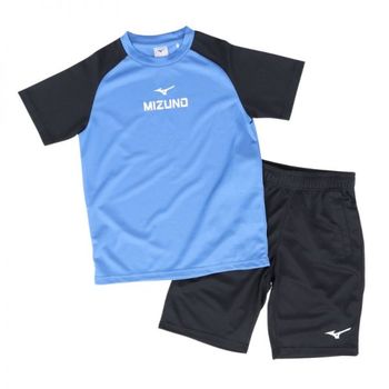 [해외] 미즈노 키즈 티셔츠 하프 팬츠 세트 32JGC41191 -블랙 블루 456985