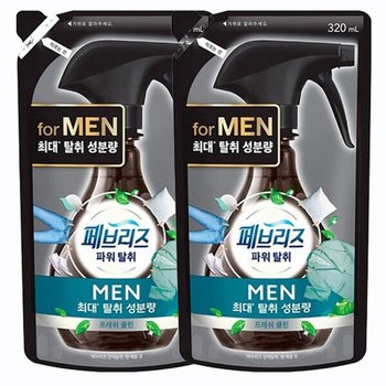 페브리즈 섬유탈취제 포맨 남성용 프레쉬클린 리필 320ml 2개