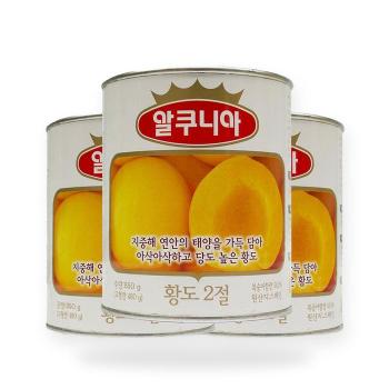 농심 알쿠니아 황도2절 850g 3개-과일캔 복숭아 과일통조림(SH) (S52595272)