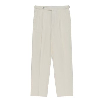 Essential Seersucker Adjust 2-Pleated Relaxed Chino (Ecru)