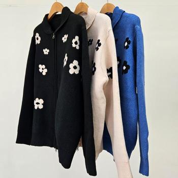 빅사이즈아우터 T610L512 어반니트집업꽃가디건 EB (44254677A)