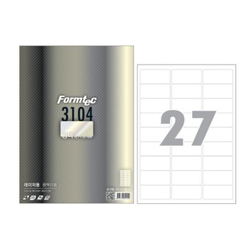 폼텍 LA-3104 레이저 광택 라벨 27칸 62.7x30.1mm A4 20매