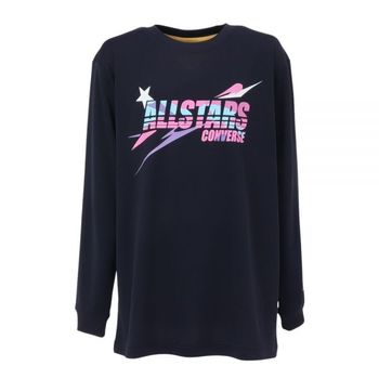 [해외] 컨버스 키즈 바스켓볼 ットボール 웨어 주니어 プリント 긴팔 셔츠 CB442357L-2900 -네이비 4568