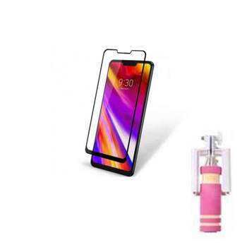 LG V40 곡면풀커버 강화유리+셀카봉SET