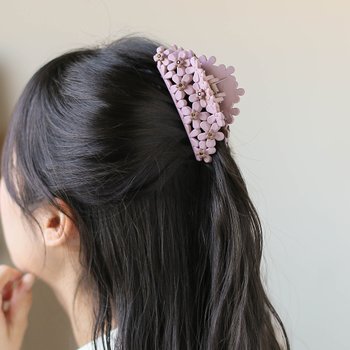 [엔젤슈슈] 데이지 플라워 큐빅 집게핀(핑크)