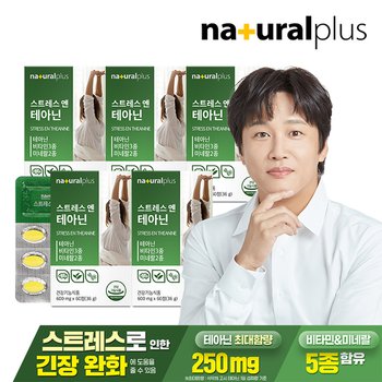 내츄럴플러스 스트레스엔 L 테아닌 마그네슘 60정 5박스 / 긴장완화