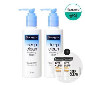 뉴트로지나 딥클린 클렌징 로션 200ml x2 +(증)젠틀10gx2개+튜브클립