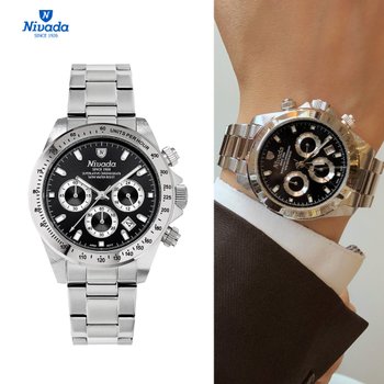 NIVADA 남성용 크로노그래프 메탈 시계 1001